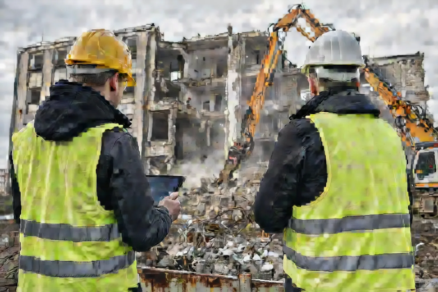 Maszyna krusząca beton podczas pracy